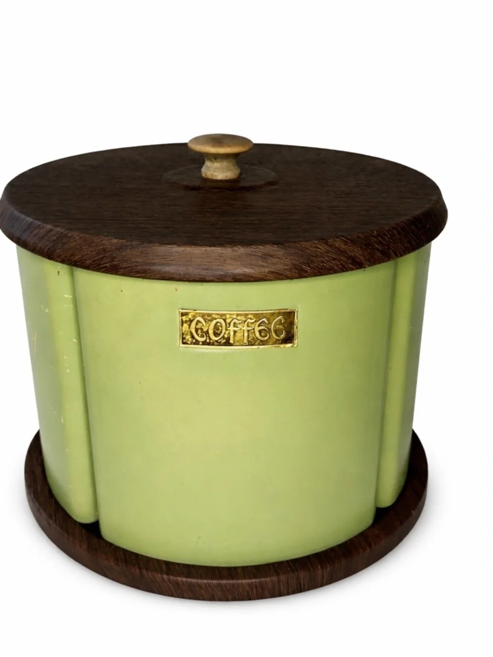 Rotating Canister Set Avocado Green Lazy Susan Retro 70s Kitchen
